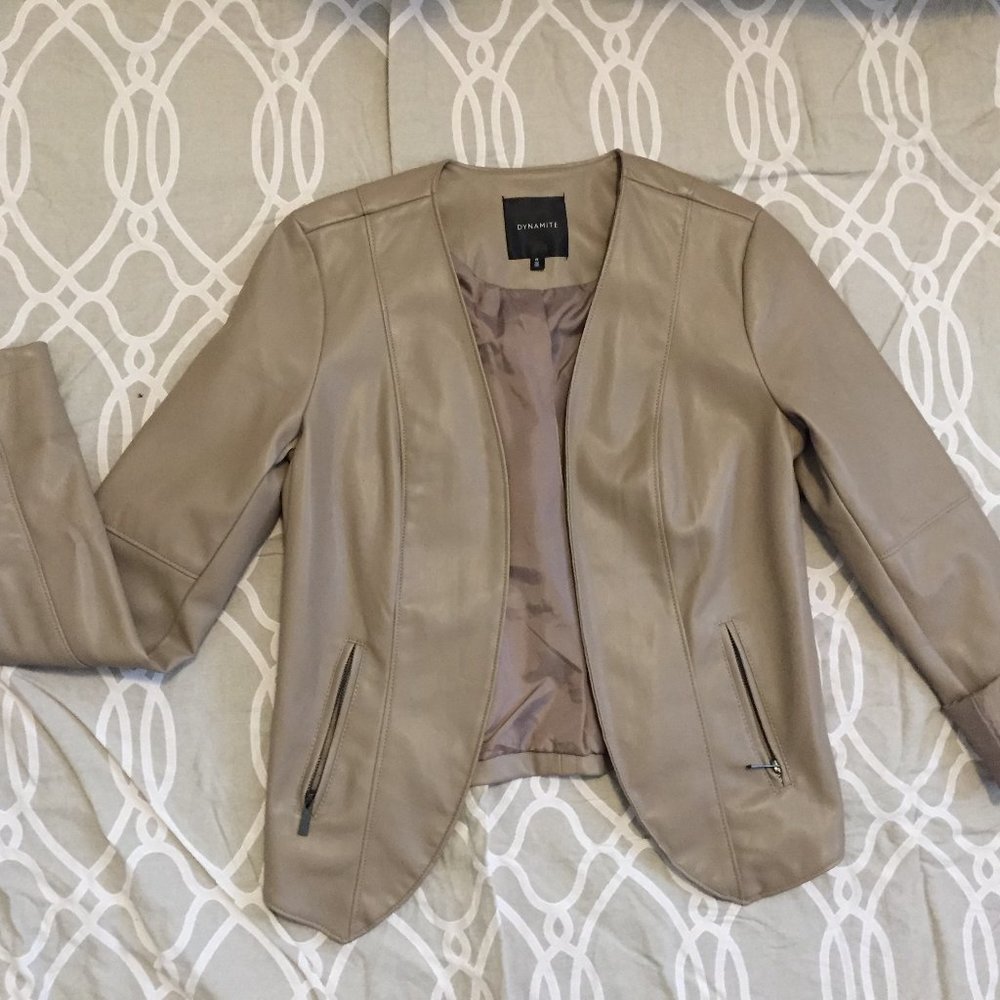 Dynamite Beige Faux Leather Jacket